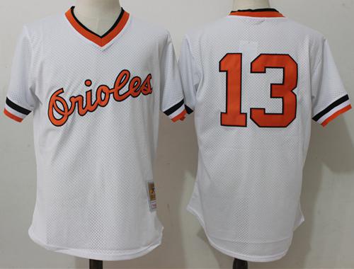 Mitchell And Ness Orioles #13 Manny Machado White Throwback Stitched MLB Jersey - Click Image to Close